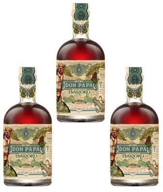 3x Don Papa Baroko Rum 40 % Vol. - 0,7L Flasche