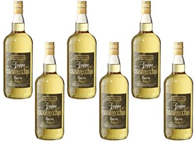 6x Villa Mazzolini Grappa Stravecchia Riserva 38 % Vol. - 1,5 Liter Flasche