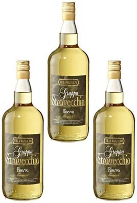 3x Villa Mazzolini Grappa Stravecchia Riserva 38 % Vol. - 1,5 Liter Flasche