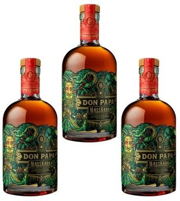 3x Don Papa Masskara Rum 40 % Vol. - 0,7L Flasche