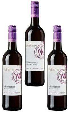 3x Achkarrer Spätburgunder Rotwein QBA - Winzer eG Achkarren 13,5% - 0,75 L