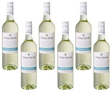 6x Claus Jacob Grauburgunder QbA Weißwein trocken 12,5% - 0,75 L