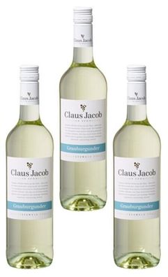 3x Claus Jacob Grauburgunder QbA Weißwein trocken 12,5% - 0,75 L