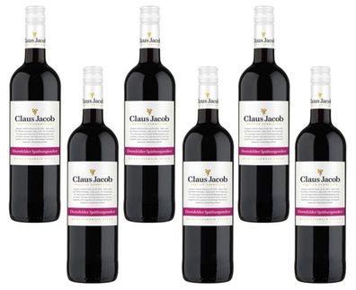 6x Claus Jacob Dornfelder Spätburgunder QbA Rotwein 13% - 0,75 L