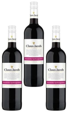 3x Claus Jacob Dornfelder Spätburgunder QbA Rotwein 13% - 0,75 L