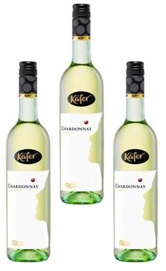 3x Käfer Chardonnay Weißwein IGT italienischer Wein 12 % Vol. - 0,75 L Flasche