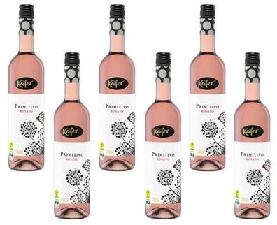 6x Käfer Bio Primitivo Rosato, Rosé, trocken, vegan - 0,75 L Flasche