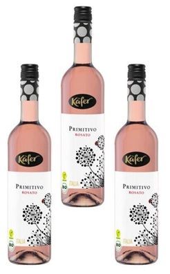3x Käfer Bio Primitivo Rosato, Rosé, trocken, vegan - 0,75 L Flasche