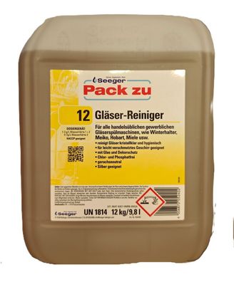 12 kg Seeger Pack zu PZ 12 Gläser-Reiniger - hochwirksam, chlorfrei, geruchslos