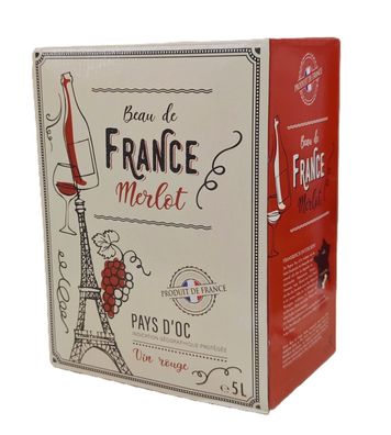 Beau de France Merlot Rotwein trocken, fruchtig, harmonisch 13% - 5 L BIB