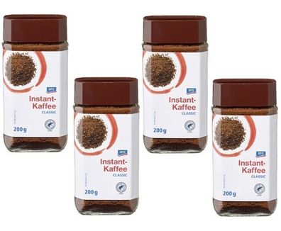 4x aro Instant Kaffee Classic –Praktischer Genuss für jeden Tag im 200 g Glas