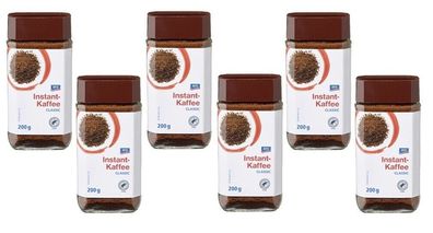 6x aro Instant Kaffee Classic –Praktischer Genuss für jeden Tag im 200 g Glas
