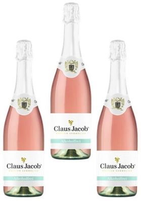 3x Claus Jacob Sekt Rosé Rose – alkoholfrei - 0,75 L