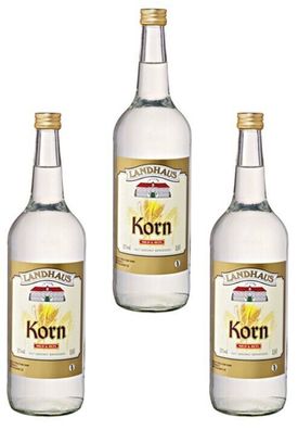 3x Landhaus Korn 32 % Vol. Traditioneller Genuss in der 1-Liter-Flasche