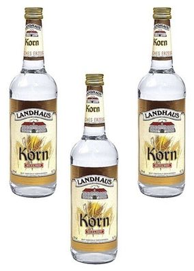3x Landhaus Korn 32 % Vol. Traditioneller Genuss in der 0,7-Liter-Flasche