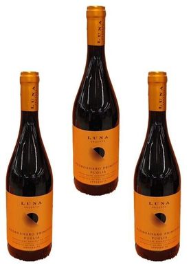 3x Luna Argenta Negroamaro Primitivo Puglia Rot - 0,75 L - Italien
