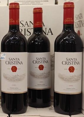 3x Villa Antinori Santa Cristina Rosso Toscana IGT Rotwein 13,5% Vol - 0,75L