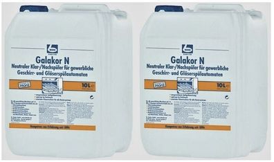 2x 10 Liter | DR. BECHER Galakor N Klar-/Nachspüler | gewerbliches Spülmittel