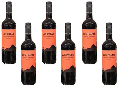 6x Los Pagos Cabernet Sauvignon - 0,75 L Flasche Kraftvoller Rotwein aus Chile