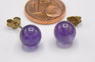 Ohrringe Ohrstecker Perle Amethyst 375 gold Vintage