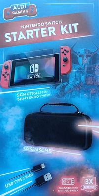 Gaming Starter KIT Nintendo Switch Tragetasche Schutzglas USB Kabel Set
