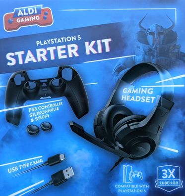 Gaming Starter KIT für Playstation 5 Controller Hülle Headset USB Kabel Set