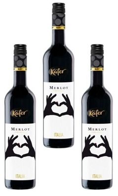 3x Käfer Merlot Rotwein IGT Italien - 0,75 L Flasche