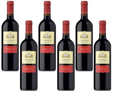 6x Ca' Ernesto Merlot Rotwein DOC – Eleganter italienischer Rotwein 0,75L