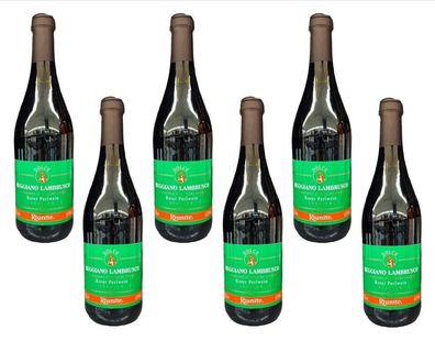 6x Riunite Reggiano Lambrusco Dolce Rosso Green Label IGT - 0,75 L