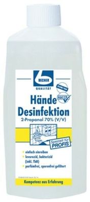 1 Liter DR. BECHER Hände Desinfektion | 2 Propanol 70% (V/V)