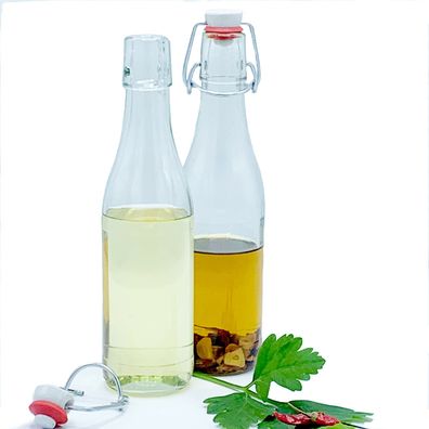 6er Set Bügelflasche 200 ml mit Porzellanverschluss und 2 Etiketten