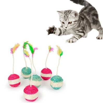2 x Spielball Katze Kätzchen aus Sisal Kratzen Ball Spielzeug