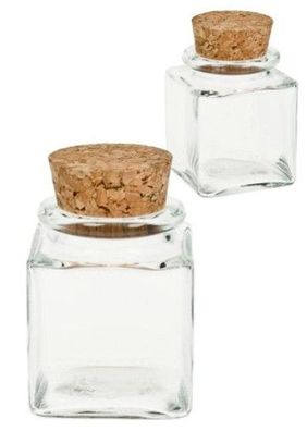 12 Gewürzgläser mit Korken ? 50 ml Inhalt ? eckig Kräuterglas Probenglas