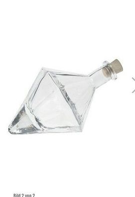 6 Glasflaschen Flasche in Diamant Form mit Korken 15 ml inkl. Trichter