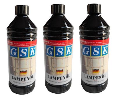 3 Liter GSK Lampenöl KLAR Petroleumlampe Öllampe Gartenfackel Laterne Flameup