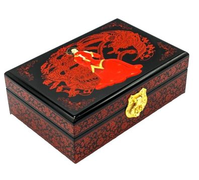 Vintage-Schmuckschatulle aus Holz - hochwertiges Schmuckkästchen schwarz k