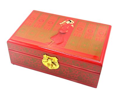 Vintage-Schmuckschatulle aus Holz - hochwertiges Schmuckkästchen rot k