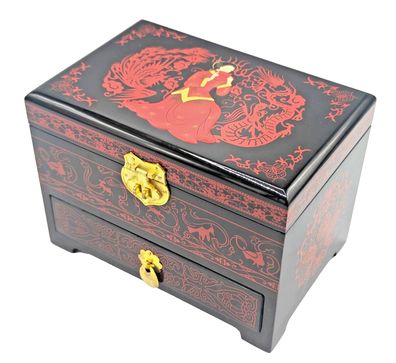 Vintage-Schmuckschatulle aus Holz - hochwertiges Schmuckkästchen schwarz g