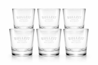 Bulleit Bourbon Whisky Gläser 6er Set – Original Tumbler mit Bulleit Frontier W