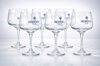 Nordés Gin Glas 6er Set – Original Ballon Gin Tonic Gläser mit Stiel – Großes C