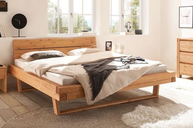 Balkenbett 'Dora III' 160x200cm Kiefer massiv eichefarbig honig gebeizt BE-0880