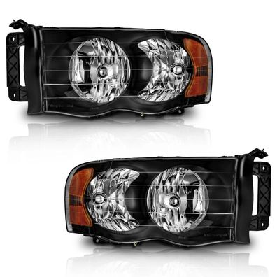 DODGE Ram 02 - 05 Scheinwerfer Schwarz SATZ! 2002 2003 2004 2005