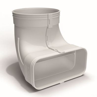 Flachkanal 175x80mm auf Ø 125mm Abluft Adapter Umlenkstück beidseitig mit Muffen