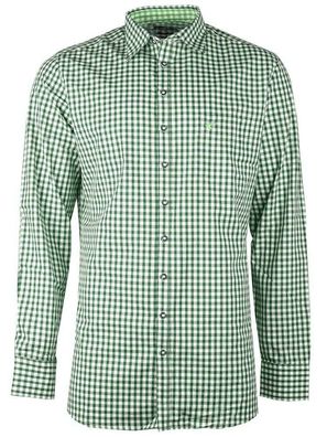 OS Trachten Trachtenhemd Kai grün extra langer Arm - Größe: 39/40