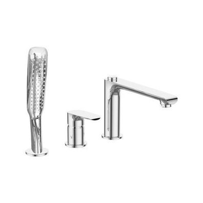 Badewannenarmatur Wasserhahn 3-Loch ALEA Wannenarmatur für Badezimmer in Silber