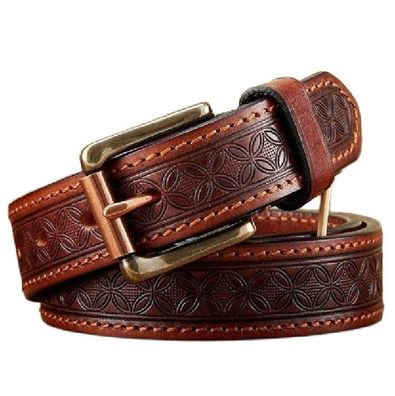 Echtleder Western Cowboy Gürtel Herren Messing Schnelle geprägt Punk Jeans Strap