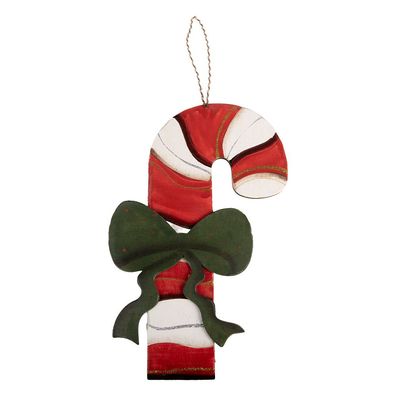 Clayre & Eef Weihnachtsanhänger Zuckerstange 25x1x39 cm Rot Holz (Gr. 25x1x39 cm)
