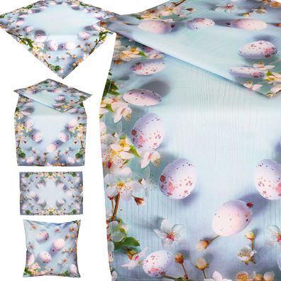 Tischdecke Ostern Tischläufer Kissenbezug Eier Osterdekoration Hellblau Rosa