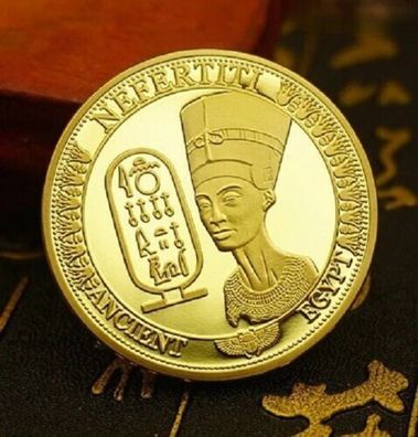 Ägyptische Königin Medaille/ Nefertiti Medaille/ vergoldet(ÄM250226)