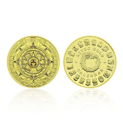 Seltene schöne Maya Azteken Kalender Medaille - vergoldet (MK2502261)